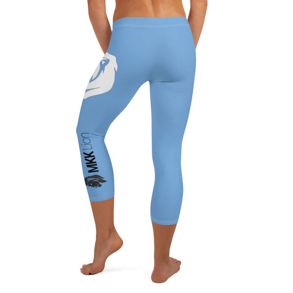 0302 Capri Leggings, Solid Blue