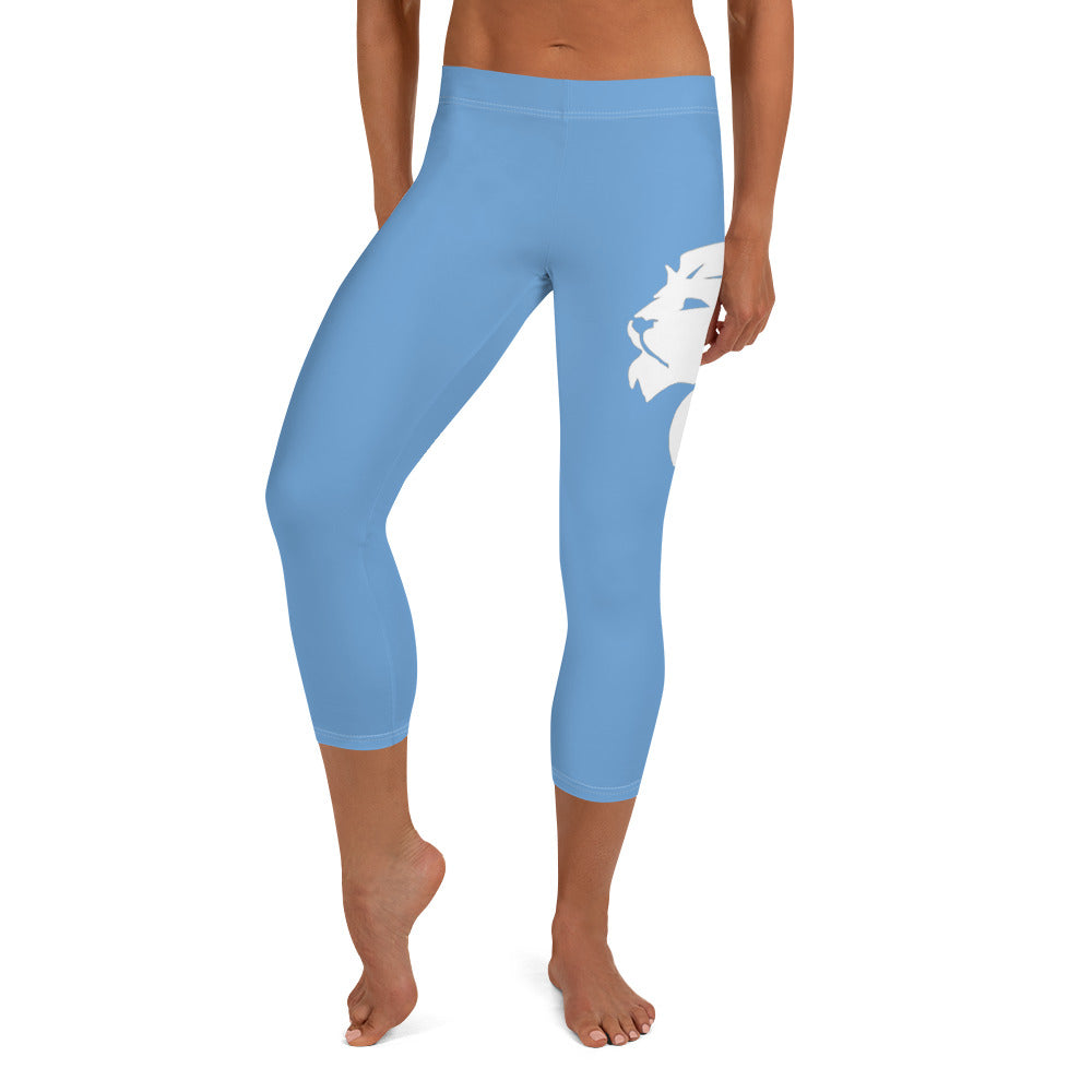 0302 Capri Leggings, Solid Blue