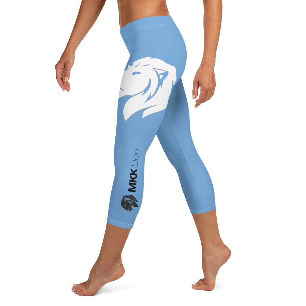 0302 Capri Leggings, Solid Blue