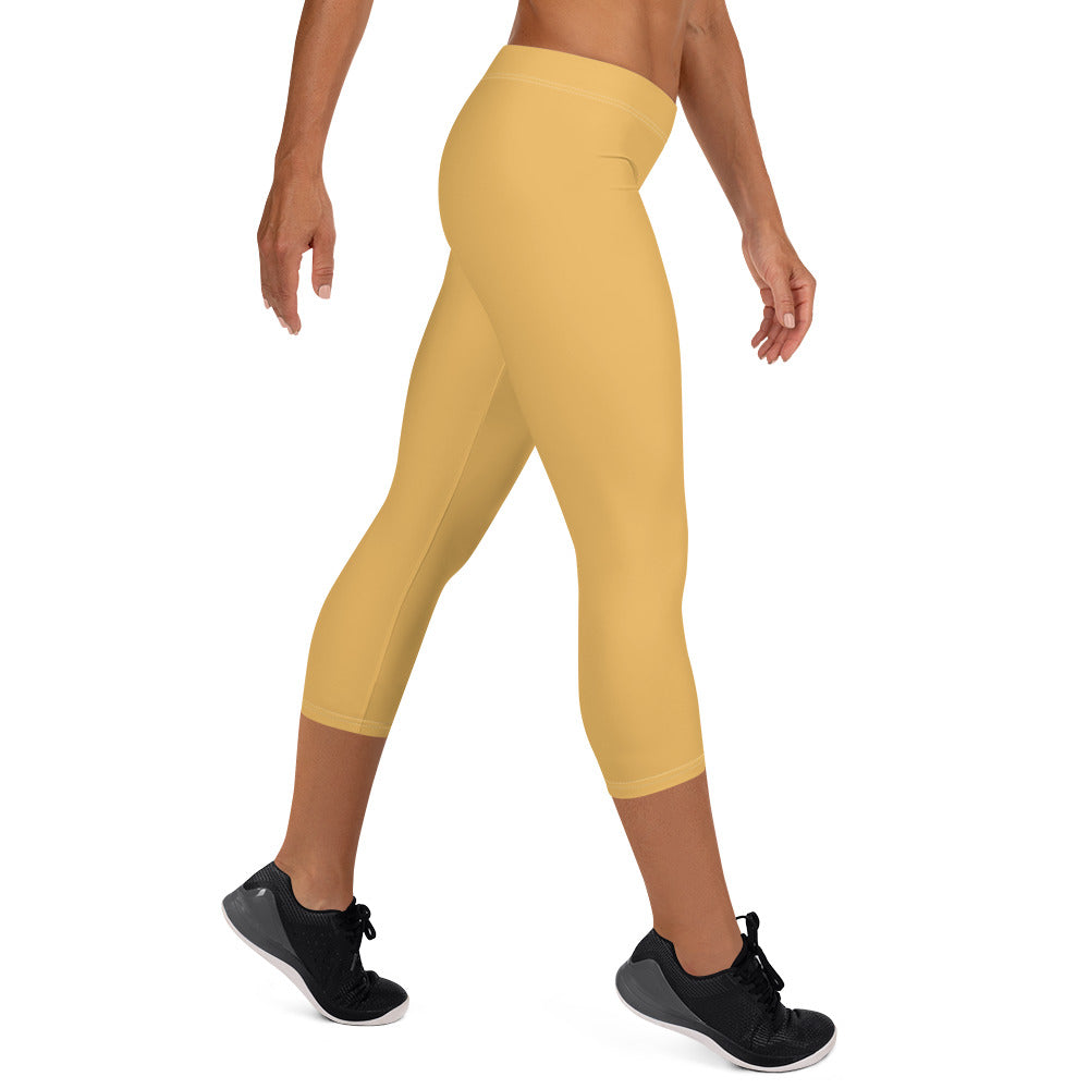 0302 Capri Leggings, Solid Gold