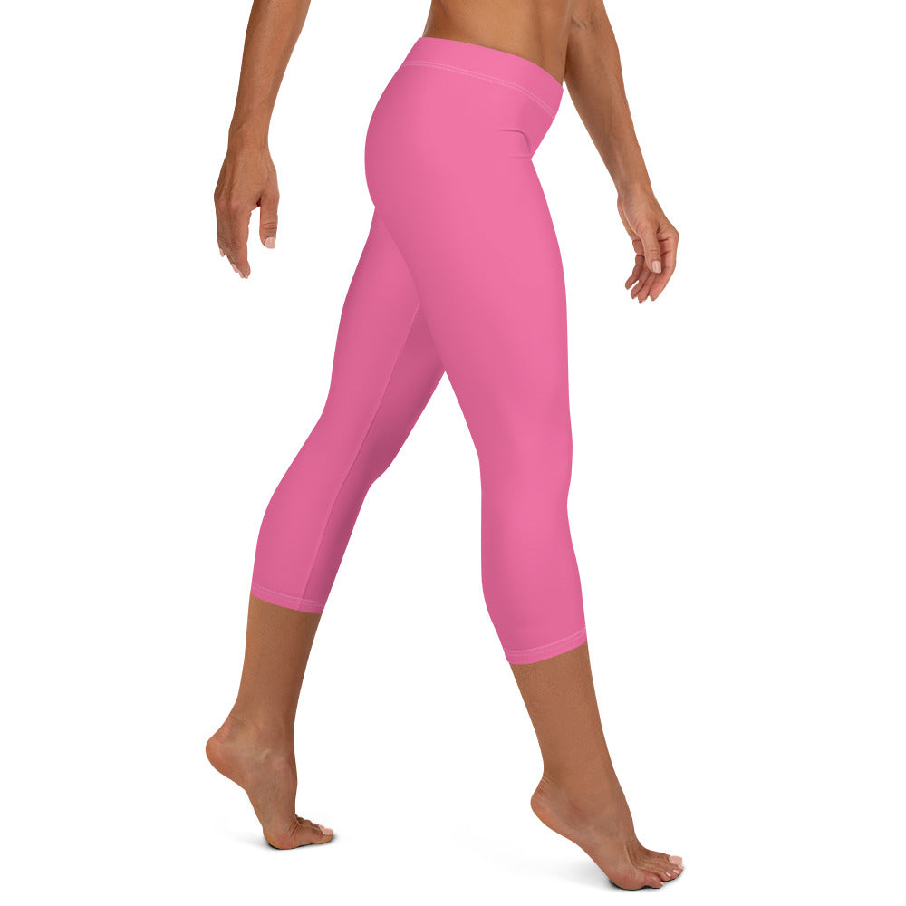 0302 Capri Leggings, Solid Pink