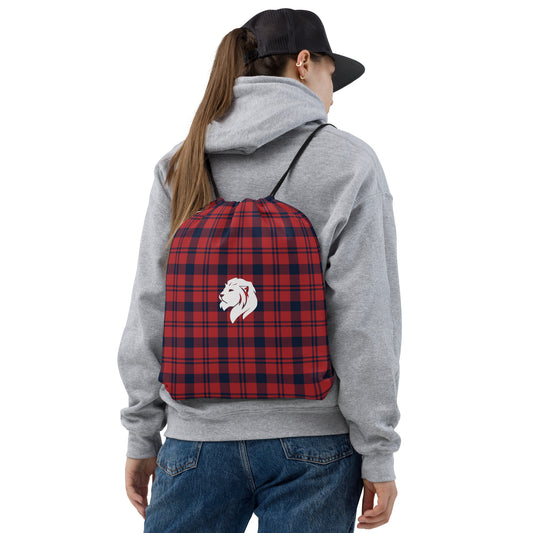 Plaid Red and Blue, 0901 Drawstring Bag, 04