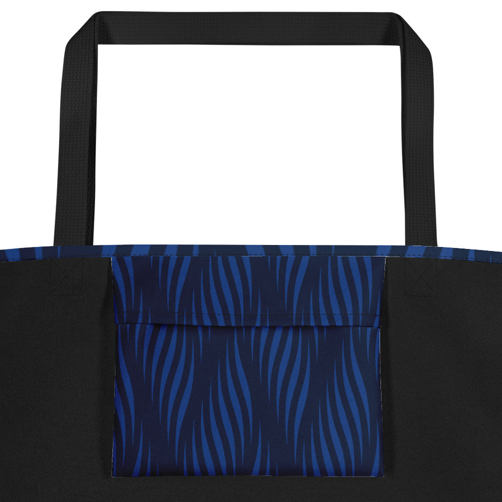 0902 Tote Bag, Dark Blue Waves, 04