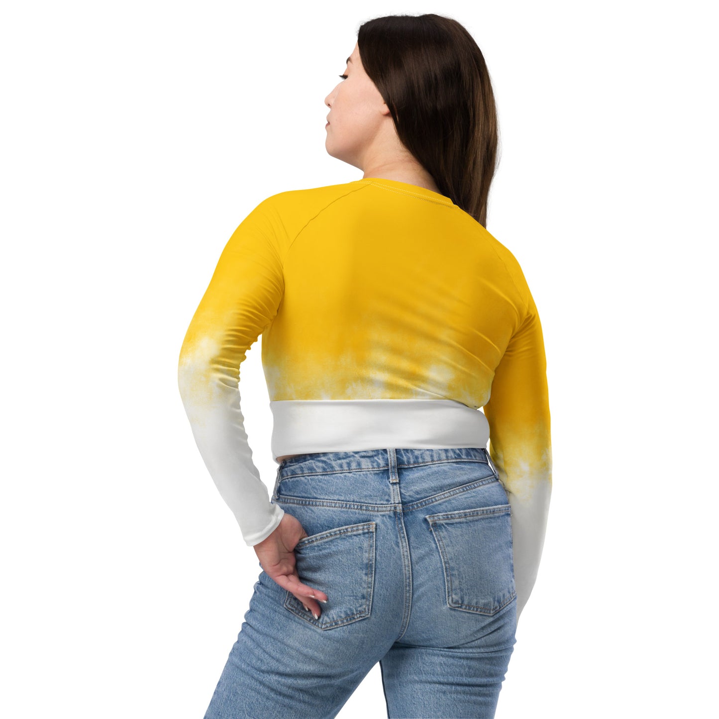 0103 Long-Sleeve Crop Top, Gradient White to Yellow, 02