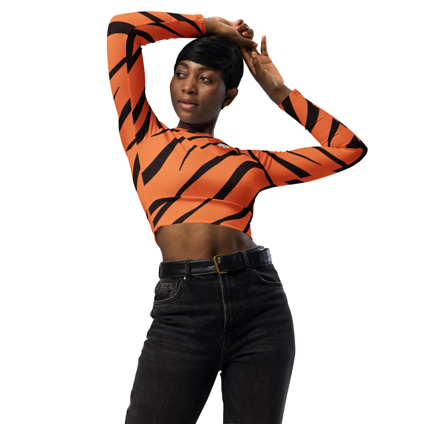 0103 Long-Sleeve Crop Top, Tiger, 02