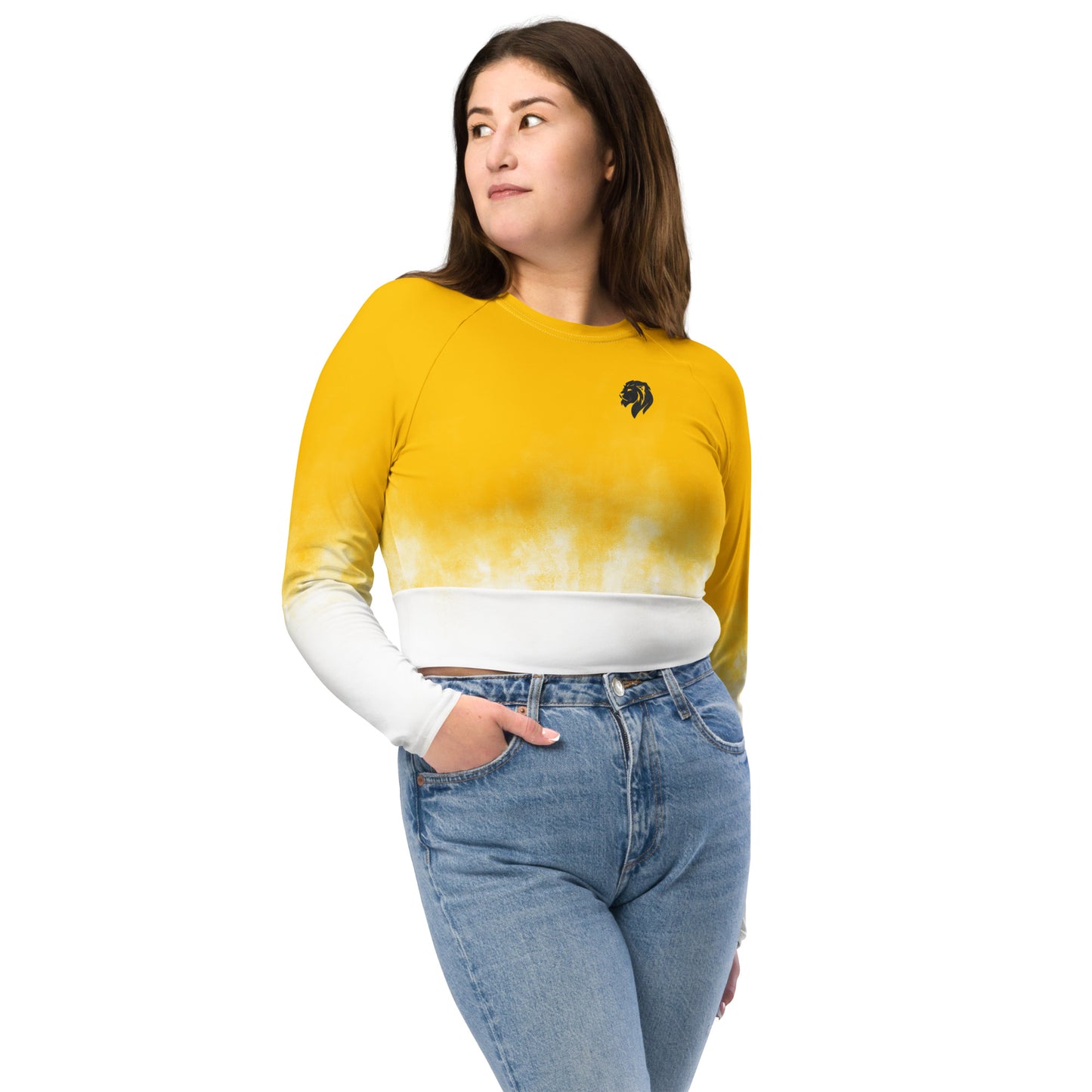 0103 Long-Sleeve Crop Top, Gradient White to Yellow, 02