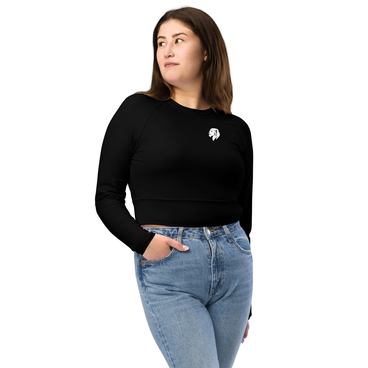 0103 Long-Sleeve Crop Top, Solid Black, 02