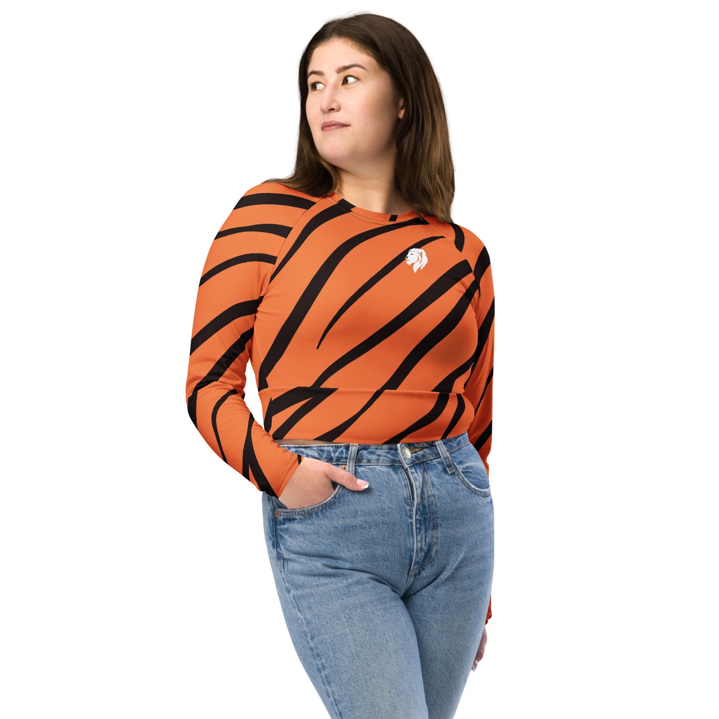 0103 Long-Sleeve Crop Top, Tiger, 02