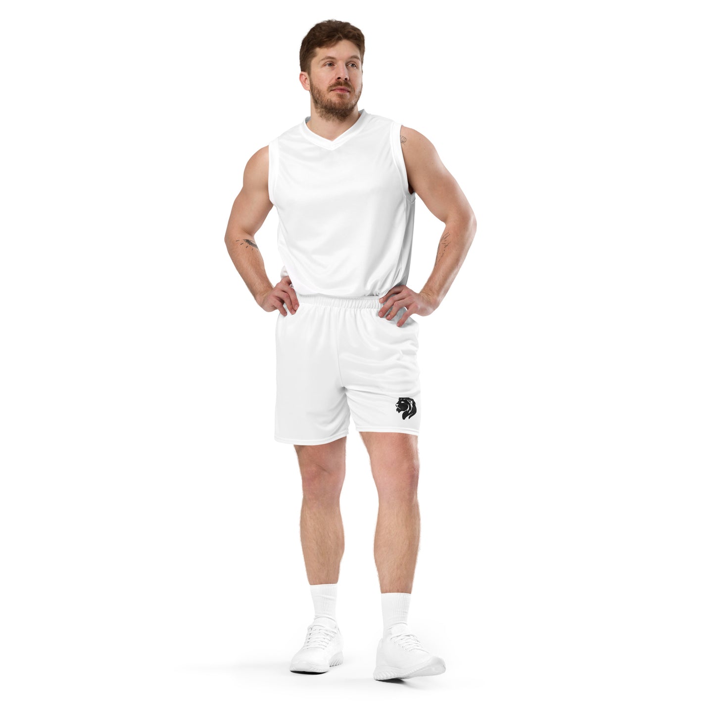 0201 Unisex Mesh Shorts, Solid White, 02