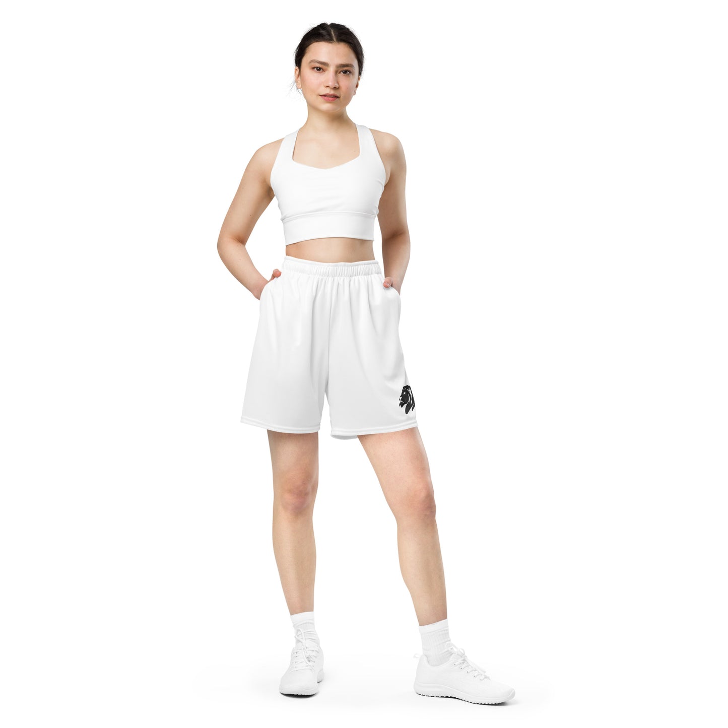 0201 Unisex Mesh Shorts, Solid White, 02