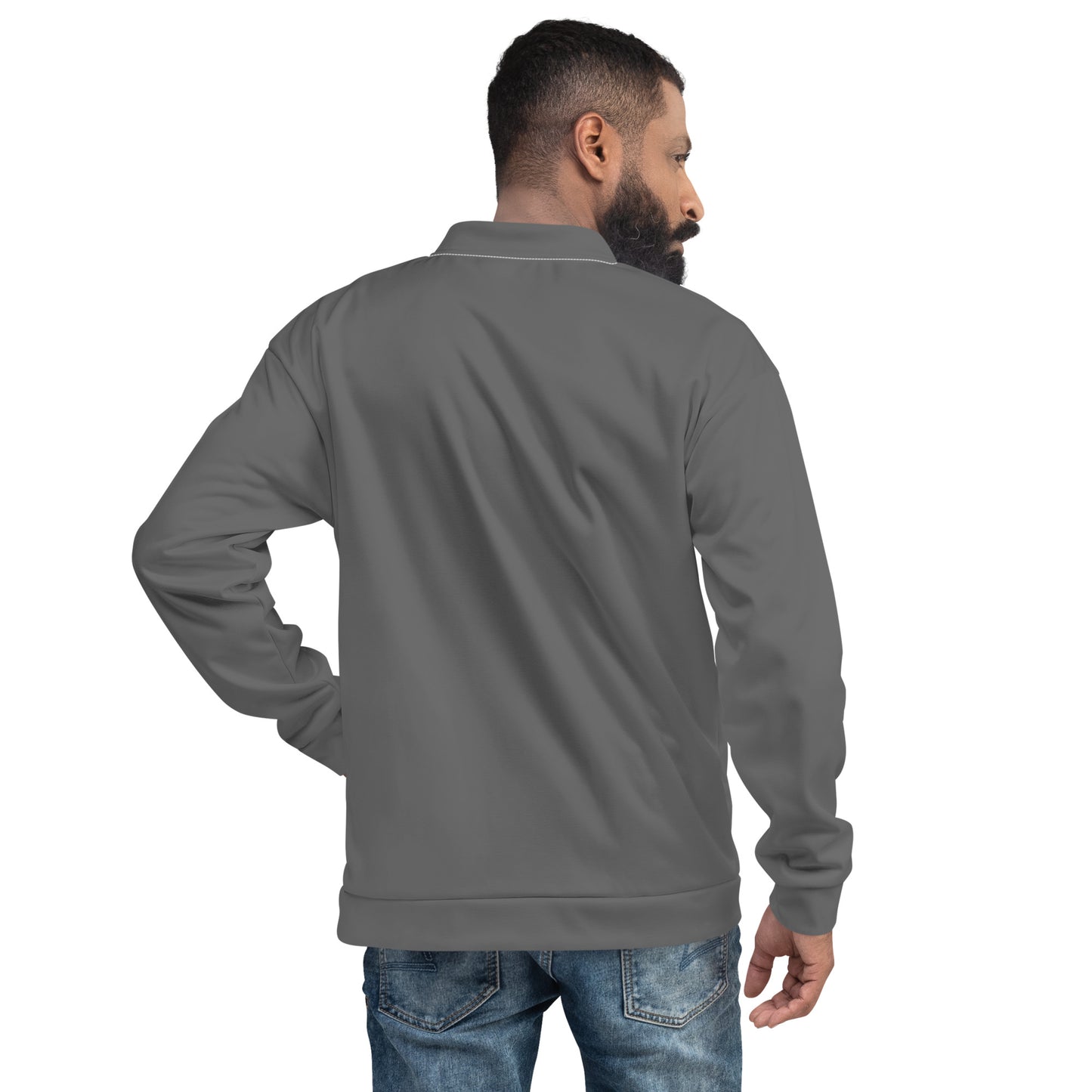 0601c Unisex Bomber Jacket, Solid Grey, 02