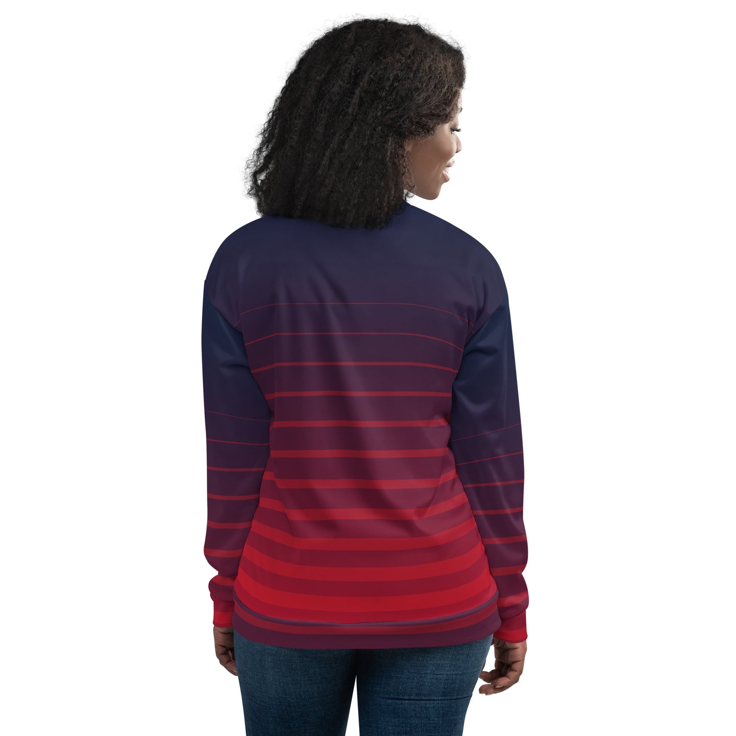 0601c Unisex Bomber Jacket, Stripes Red to Blue, 02