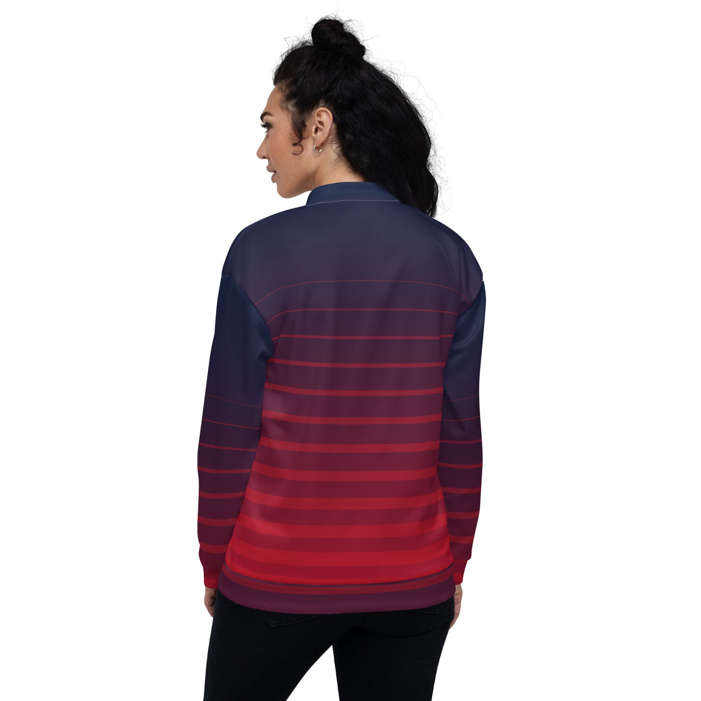 0601c Unisex Bomber Jacket, Stripes Red to Blue, 02