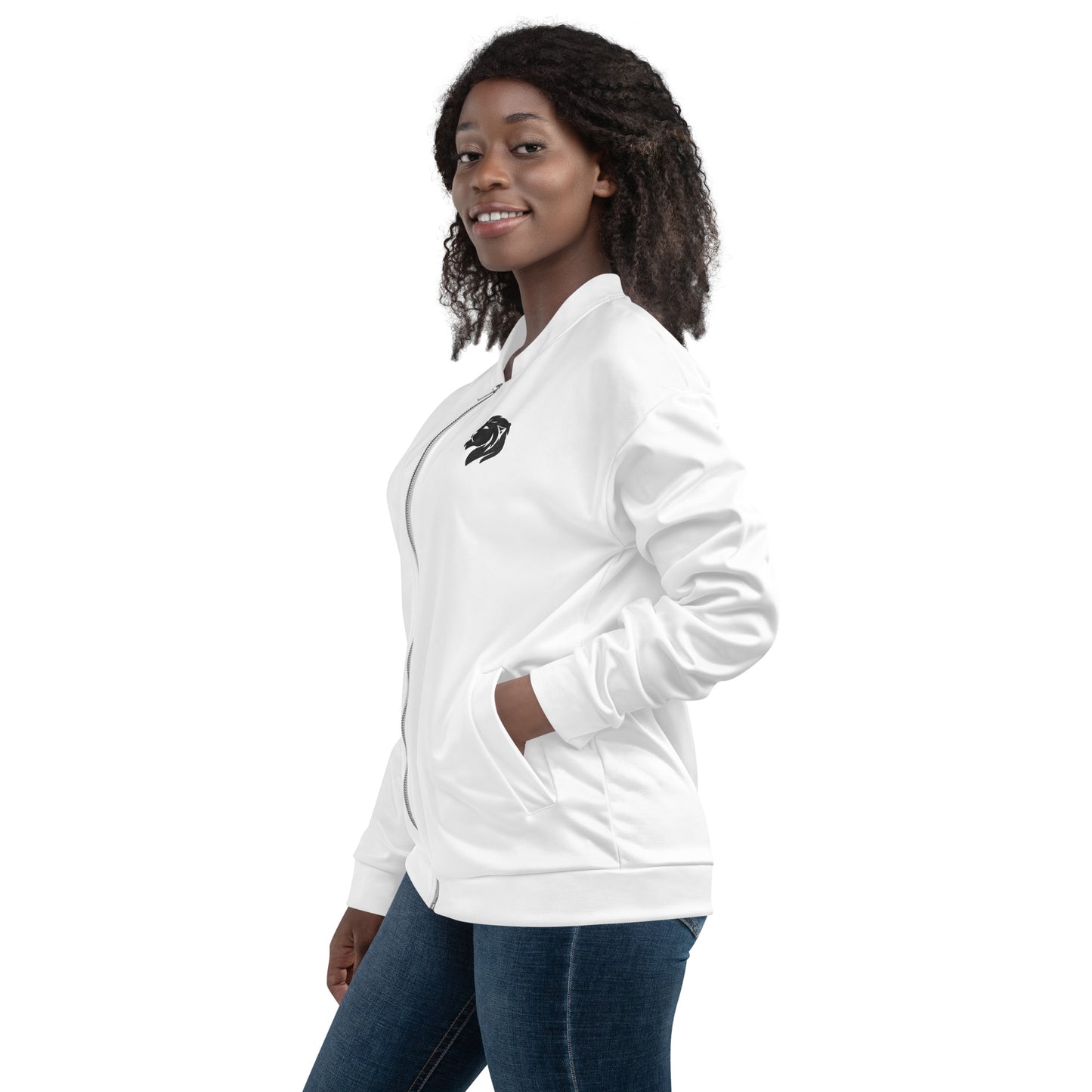 0601c Unisex Bomber Jacket, Solid White, 02