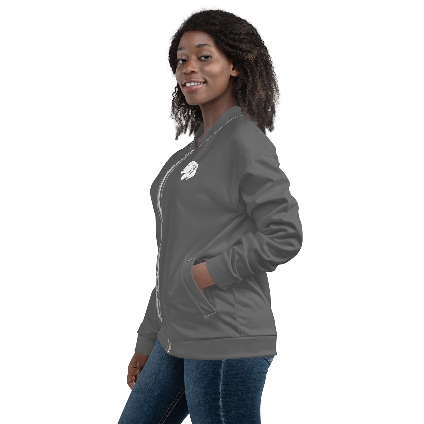 0601c Unisex Bomber Jacket, Solid Grey, 02