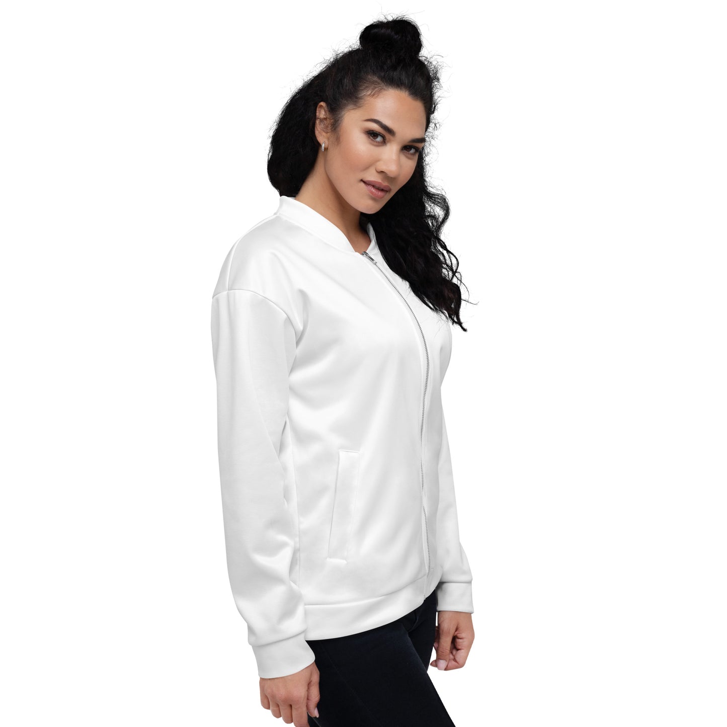 0601c Unisex Bomber Jacket, Solid White, 02