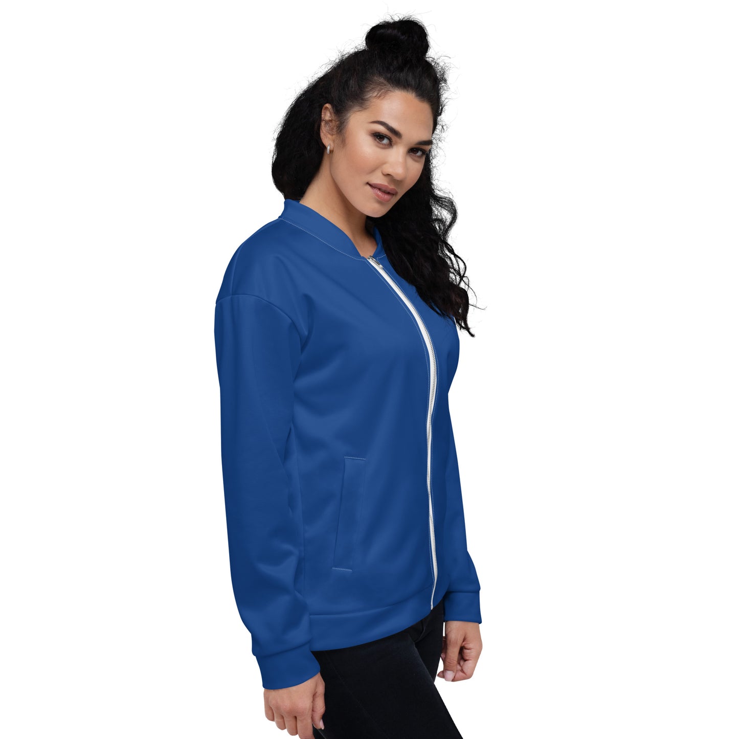 0601c Unisex Bomber Jacket, Solid Blue, 02