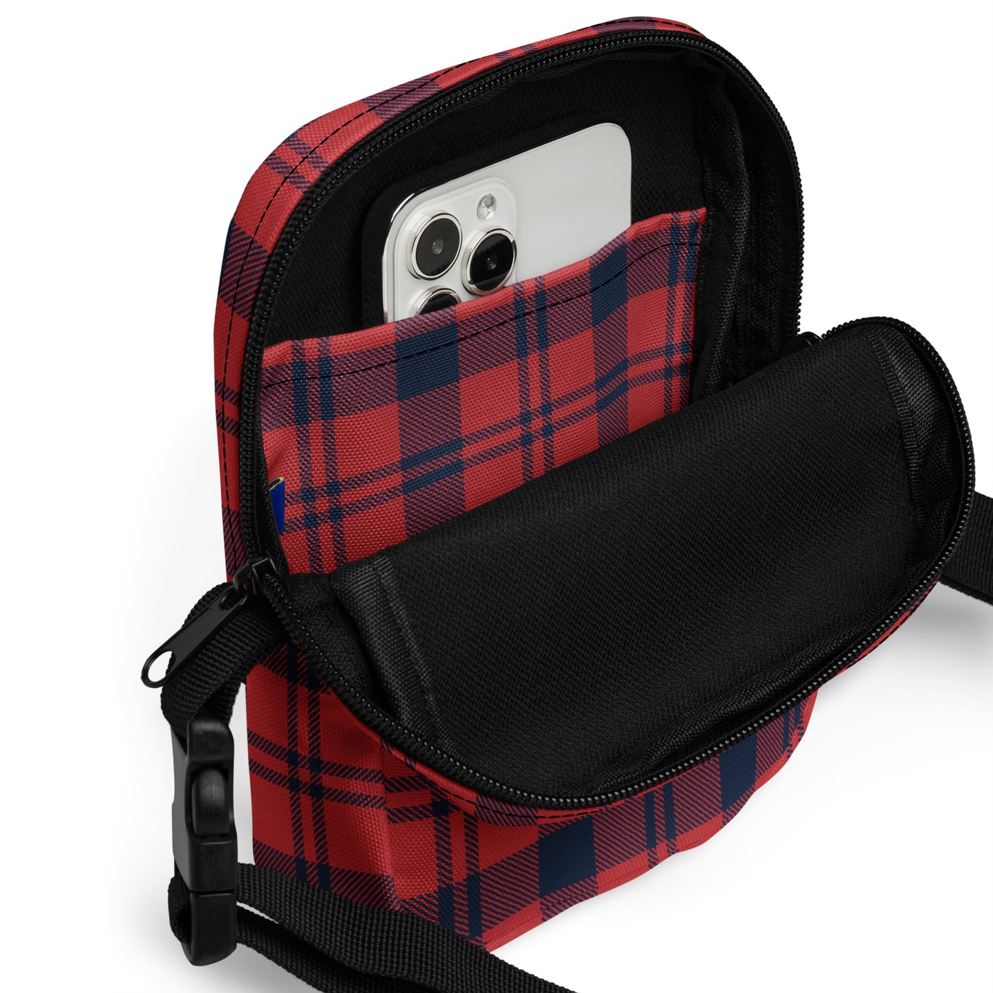 0904 Messenger Bag, Plaid Red and Blue, 02