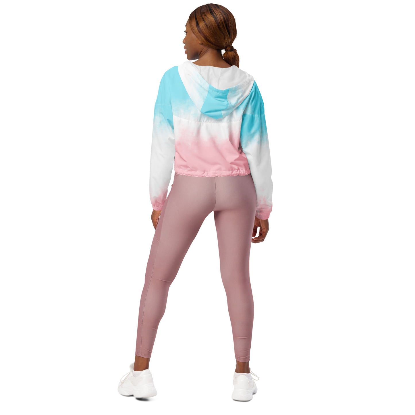 0604 Women’s Cropped Windbreaker, Gradient Pink and Blue, 02