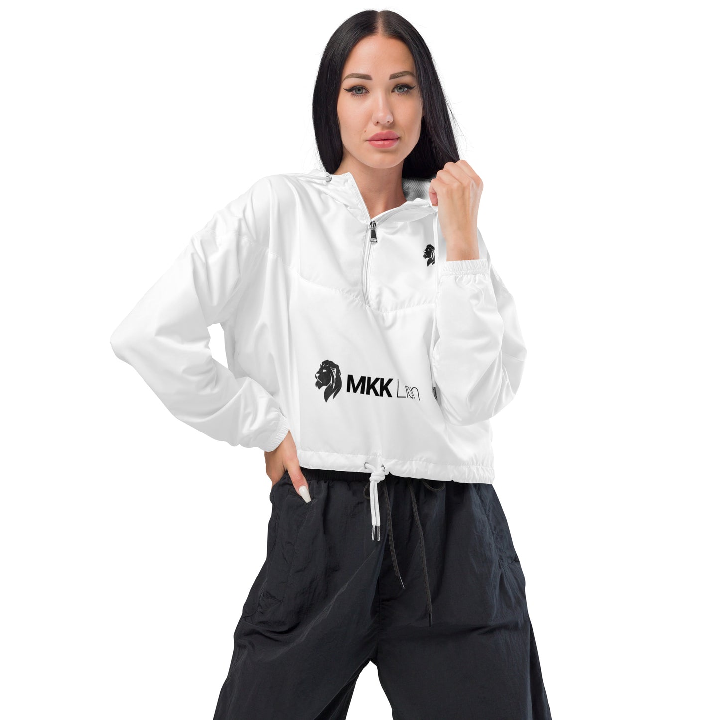 0604 Women’s Cropped Windbreaker, Solid White, 02