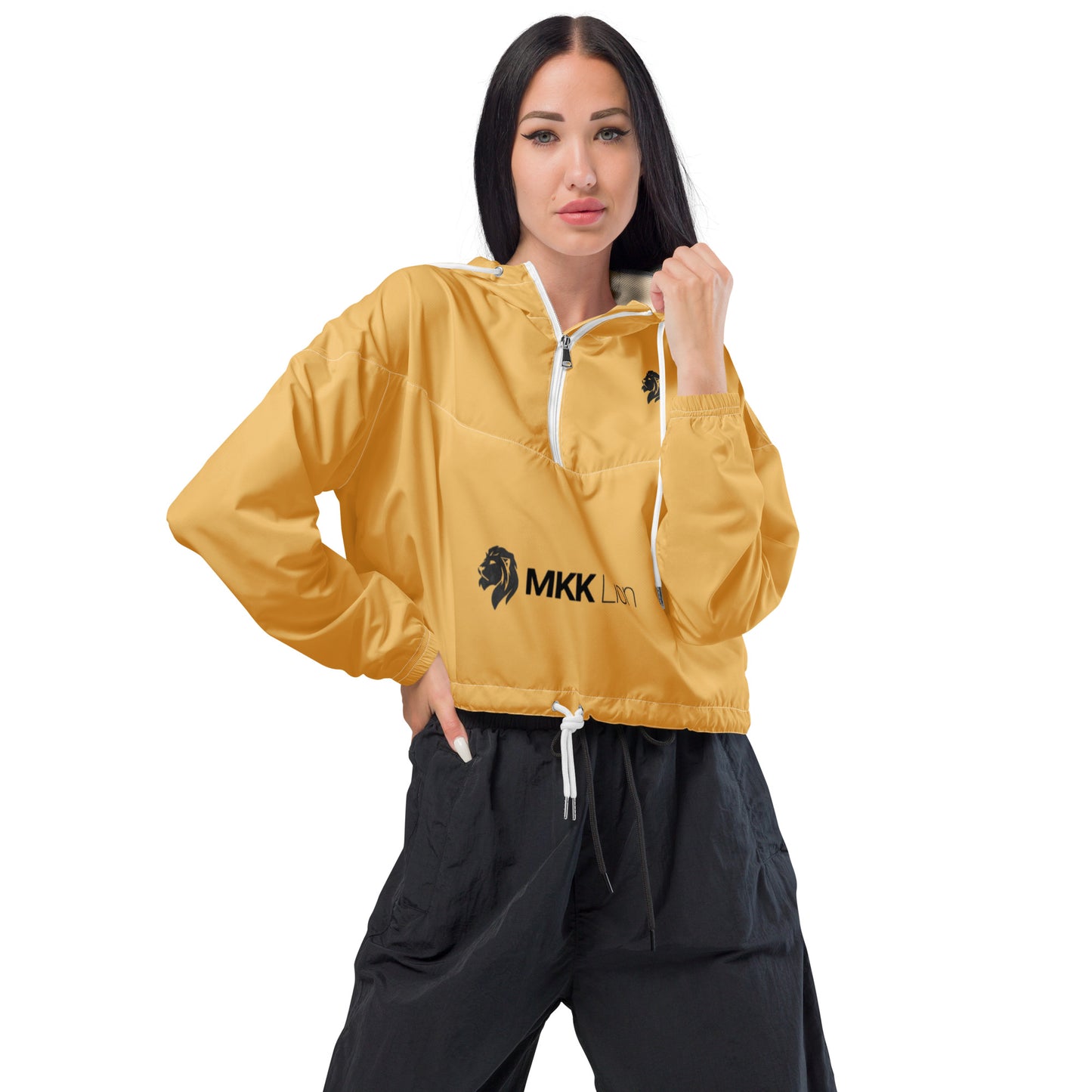 0604 Women’s Cropped Windbreaker, Solid Gold, 02