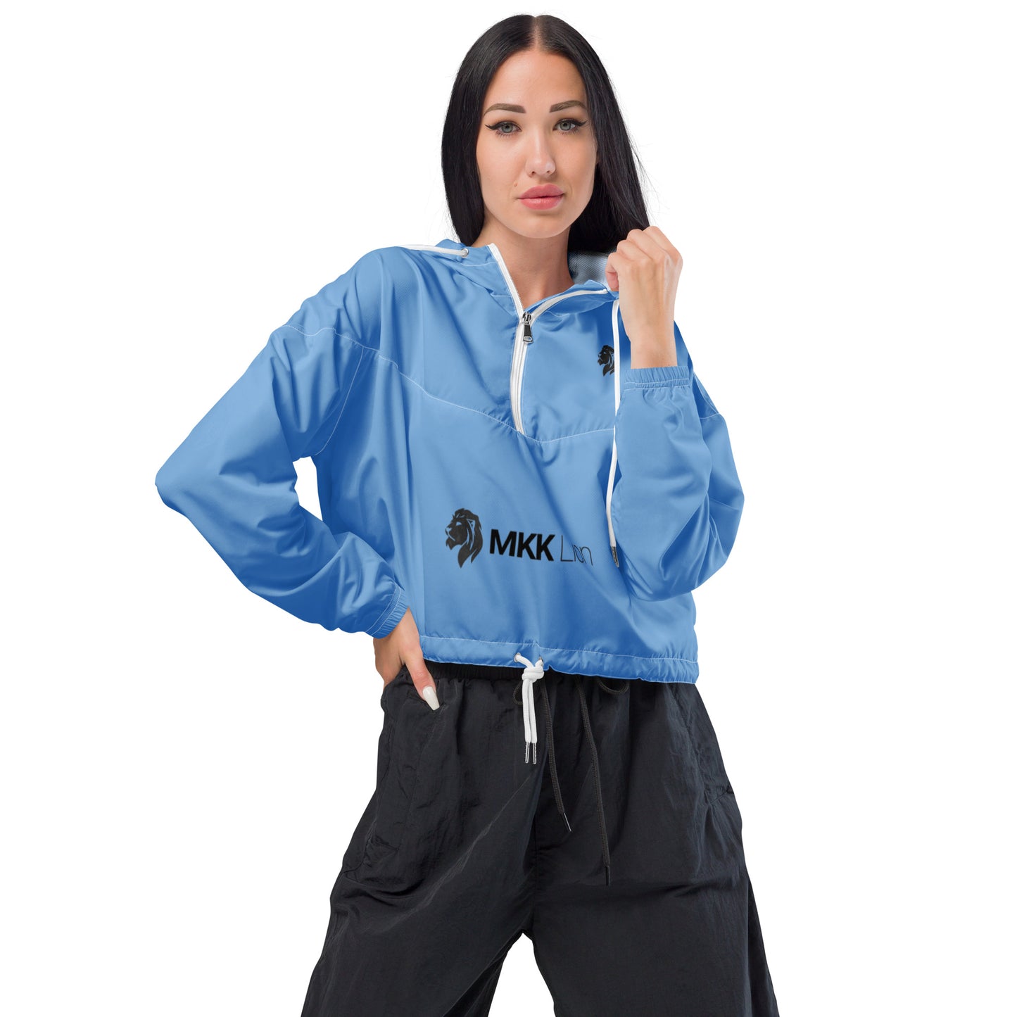 0604 Women’s Cropped Windbreaker, Solid Blue, 02