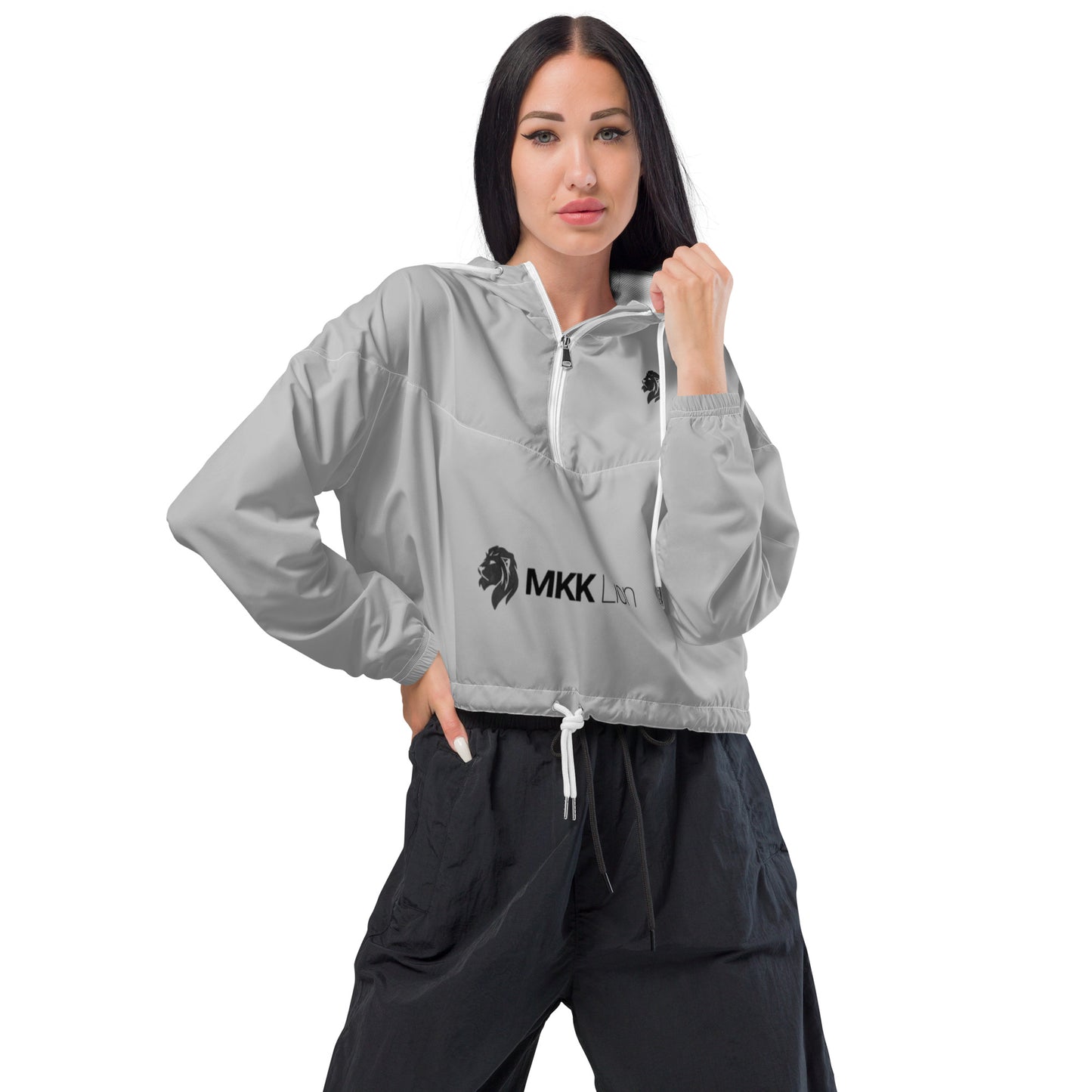 0604 Women’s Cropped Windbreaker, Solid Grey, 02