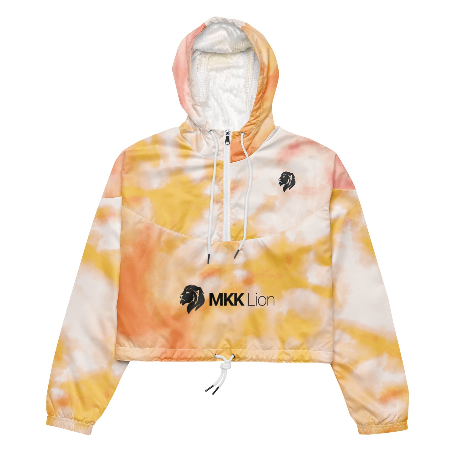 0604 Women’s Cropped Windbreaker, Tie Dye Orange, 02