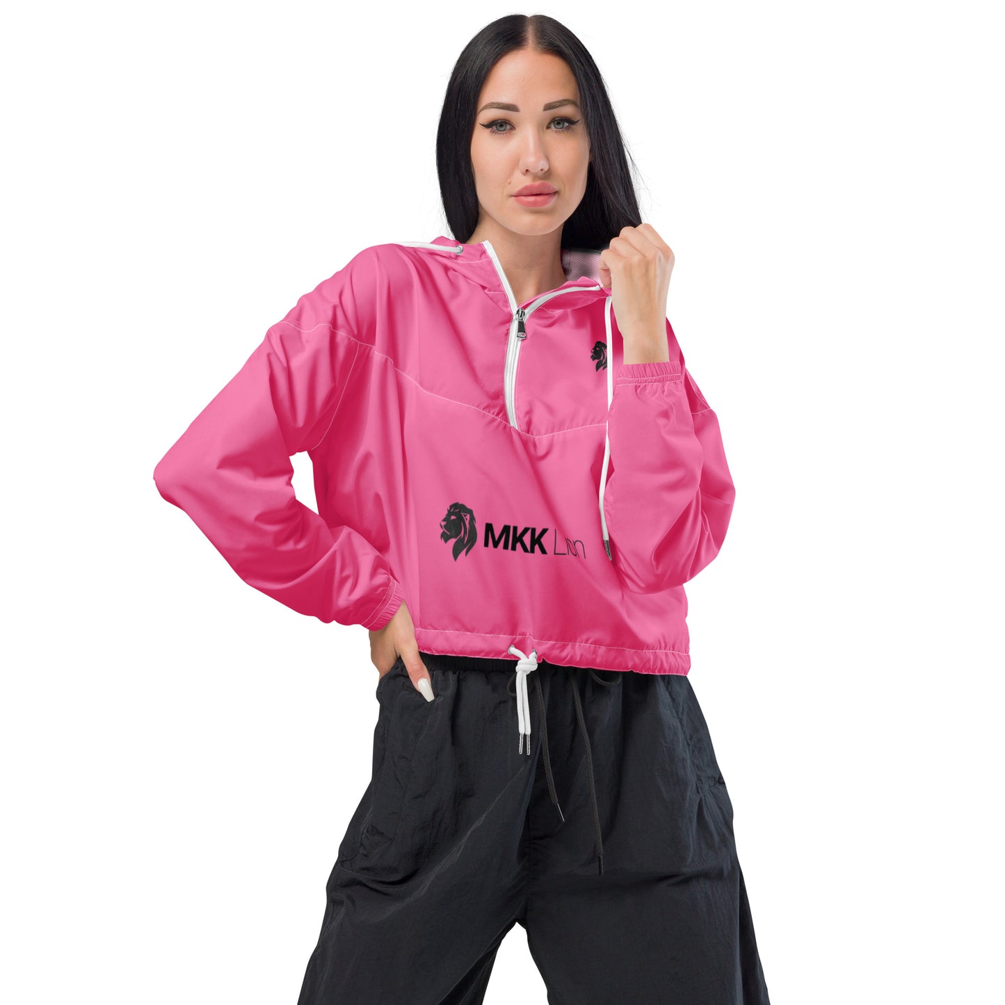 0604 Women’s Cropped Windbreaker, Solid Pink, 02