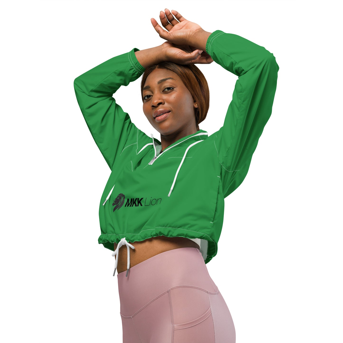 0604 Women’s Cropped Windbreaker, Solid Green, 02