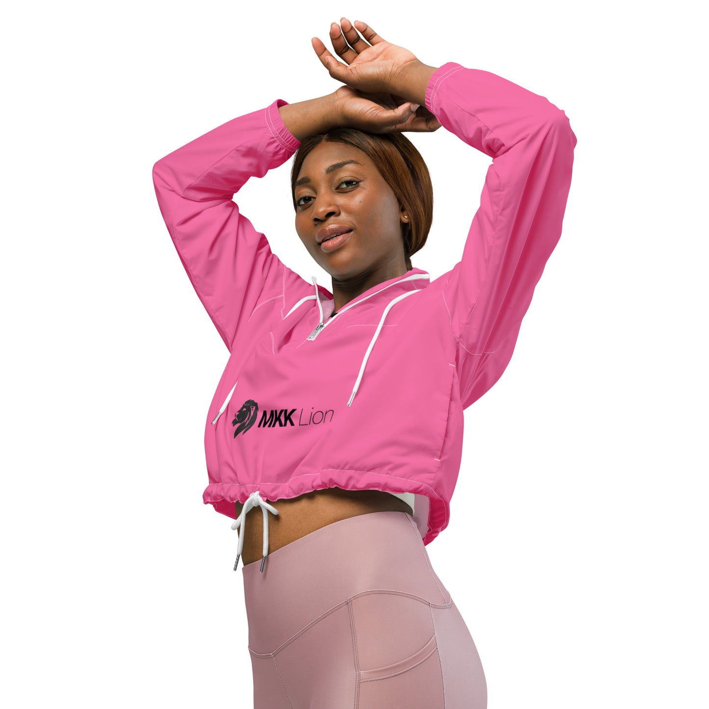 0604 Women’s Cropped Windbreaker, Solid Pink, 02