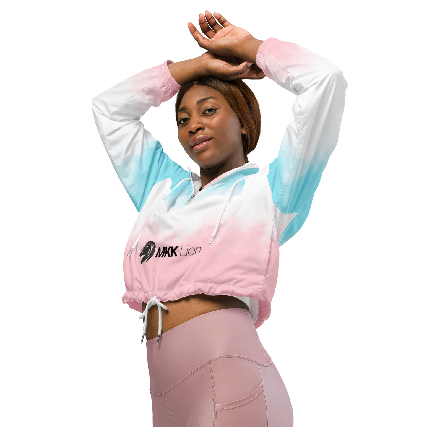 0604 Women’s Cropped Windbreaker, Gradient Pink and Blue, 02