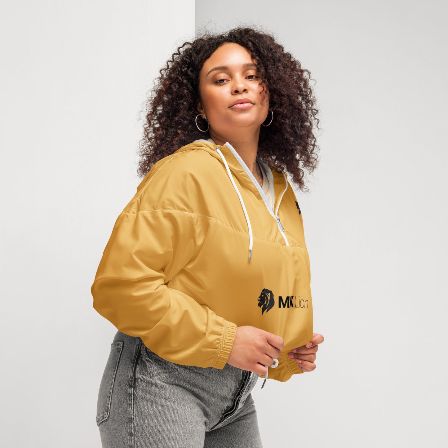 0604 Women’s Cropped Windbreaker, Solid Gold, 02