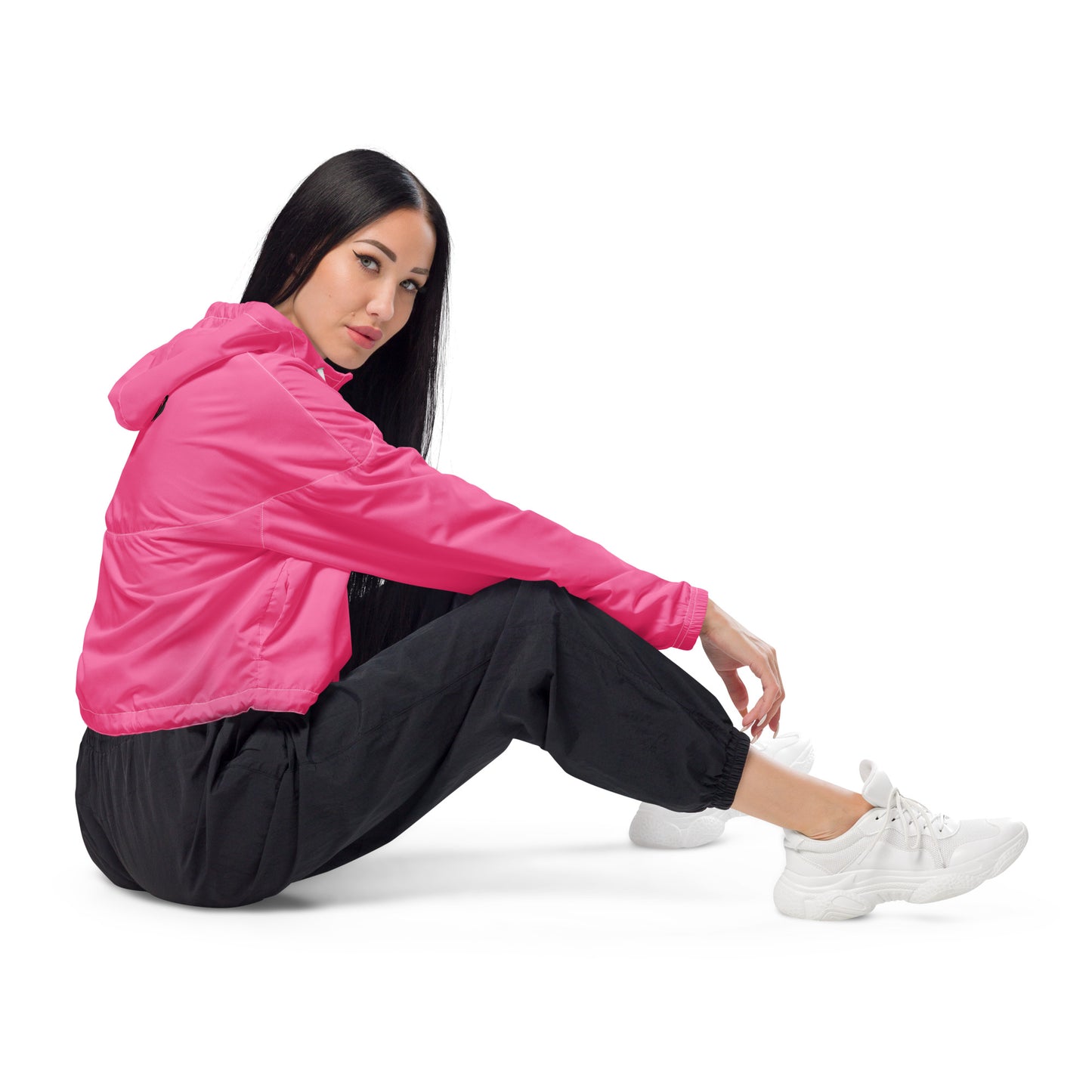 0604 Women’s Cropped Windbreaker, Solid Pink, 02