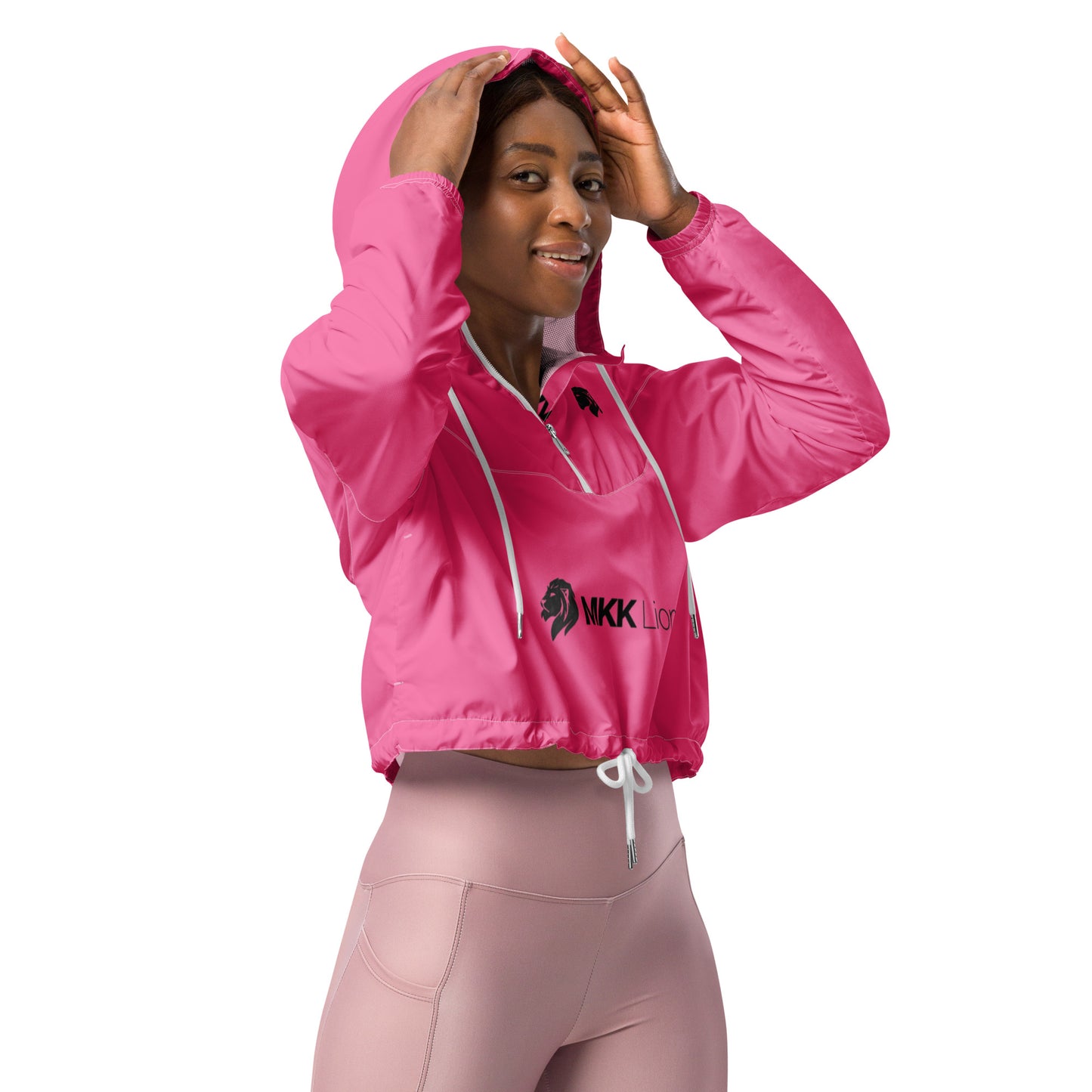 0604 Women’s Cropped Windbreaker, Solid Pink, 02