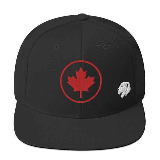 0803z Snapback Cap, Red - Maple Leaf Circle, 02