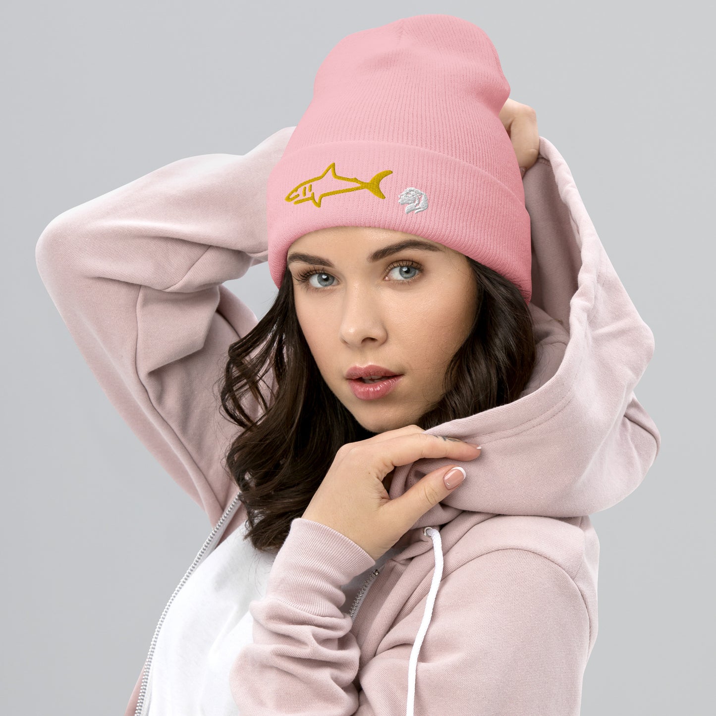 0801c Cuffed Beanie, Animal - Shark