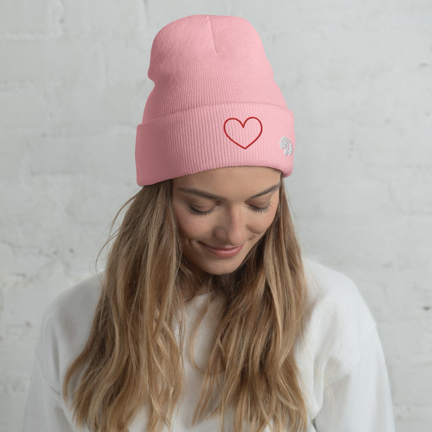 0801c Cuffed Beanie, Love - Heart