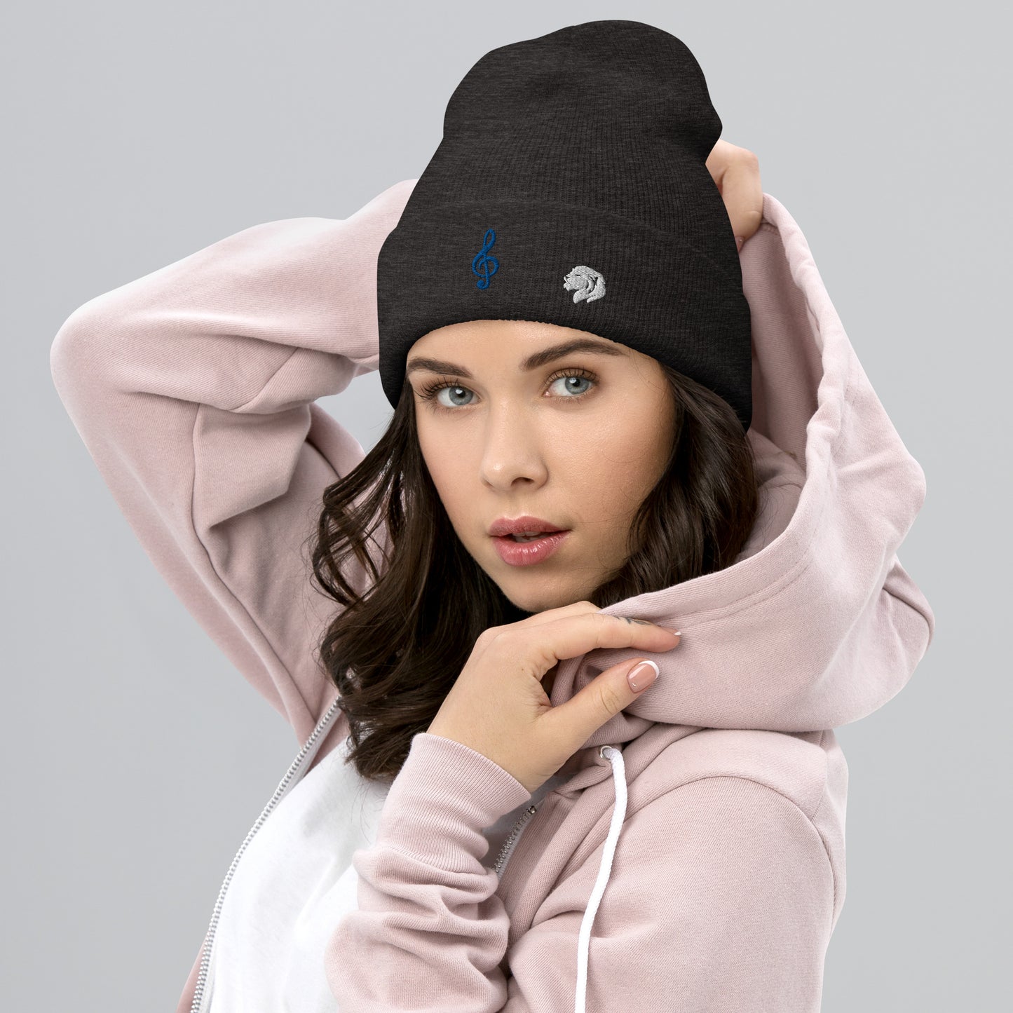 0801c Cuffed Beanie, Music - Clef