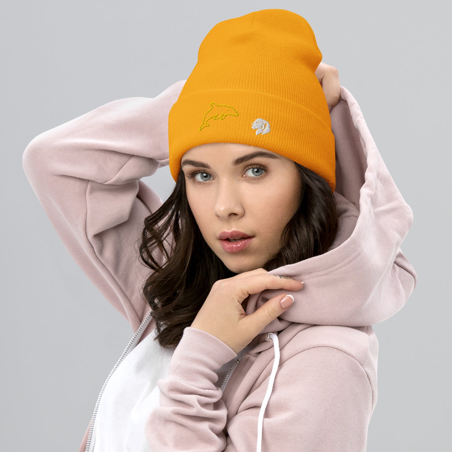 0801c Cuffed Beanie, Animal - Dolphin