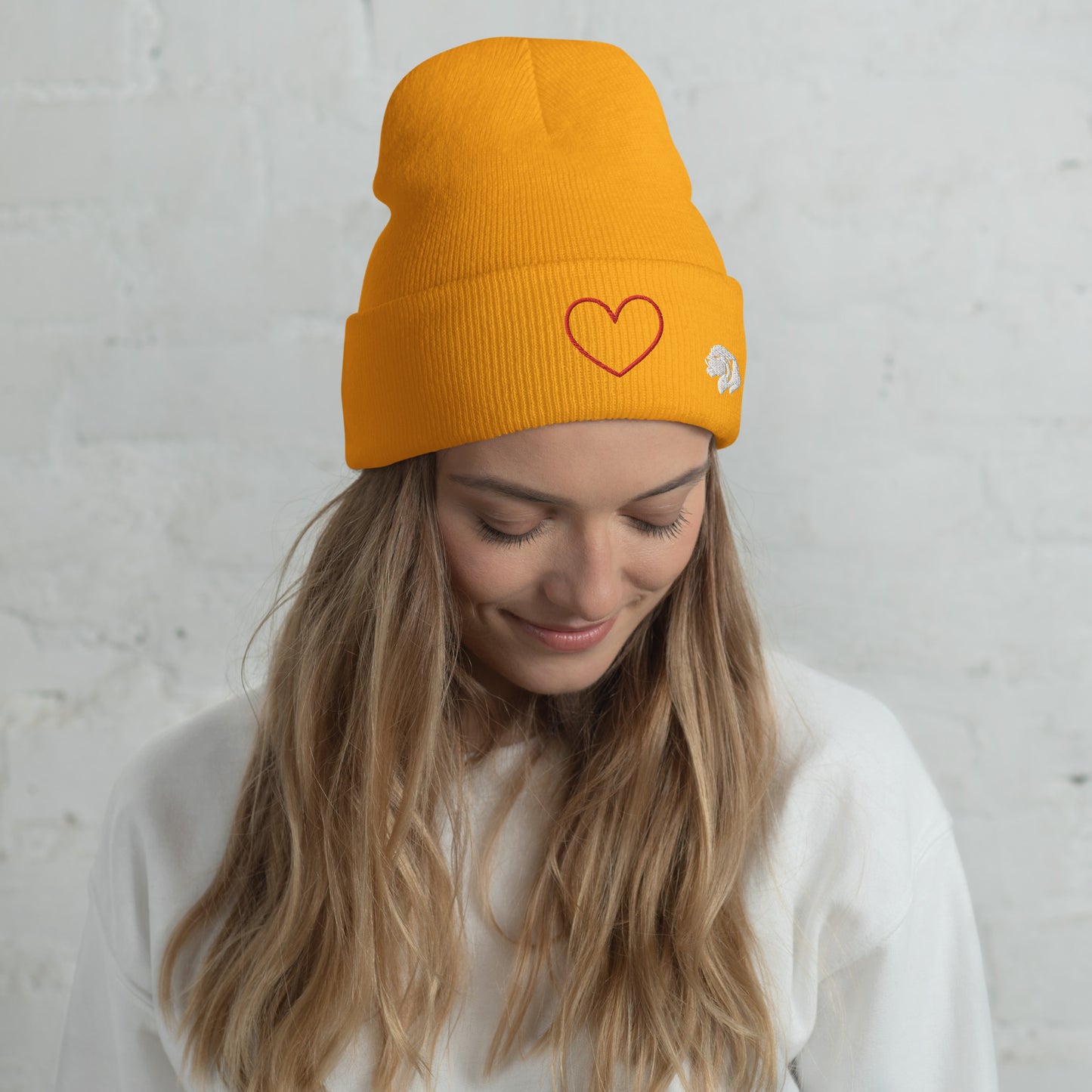 0801c Cuffed Beanie, Love - Heart