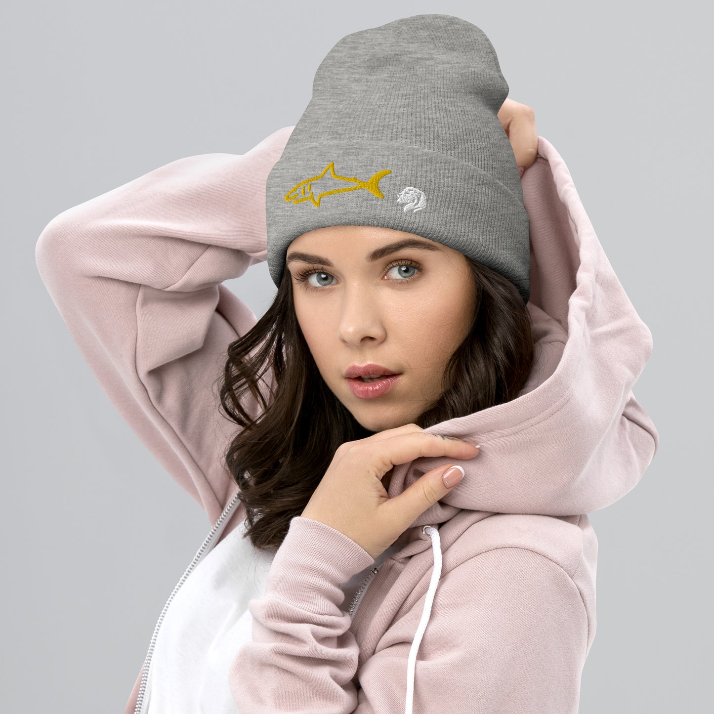 0801c Cuffed Beanie, Animal - Shark