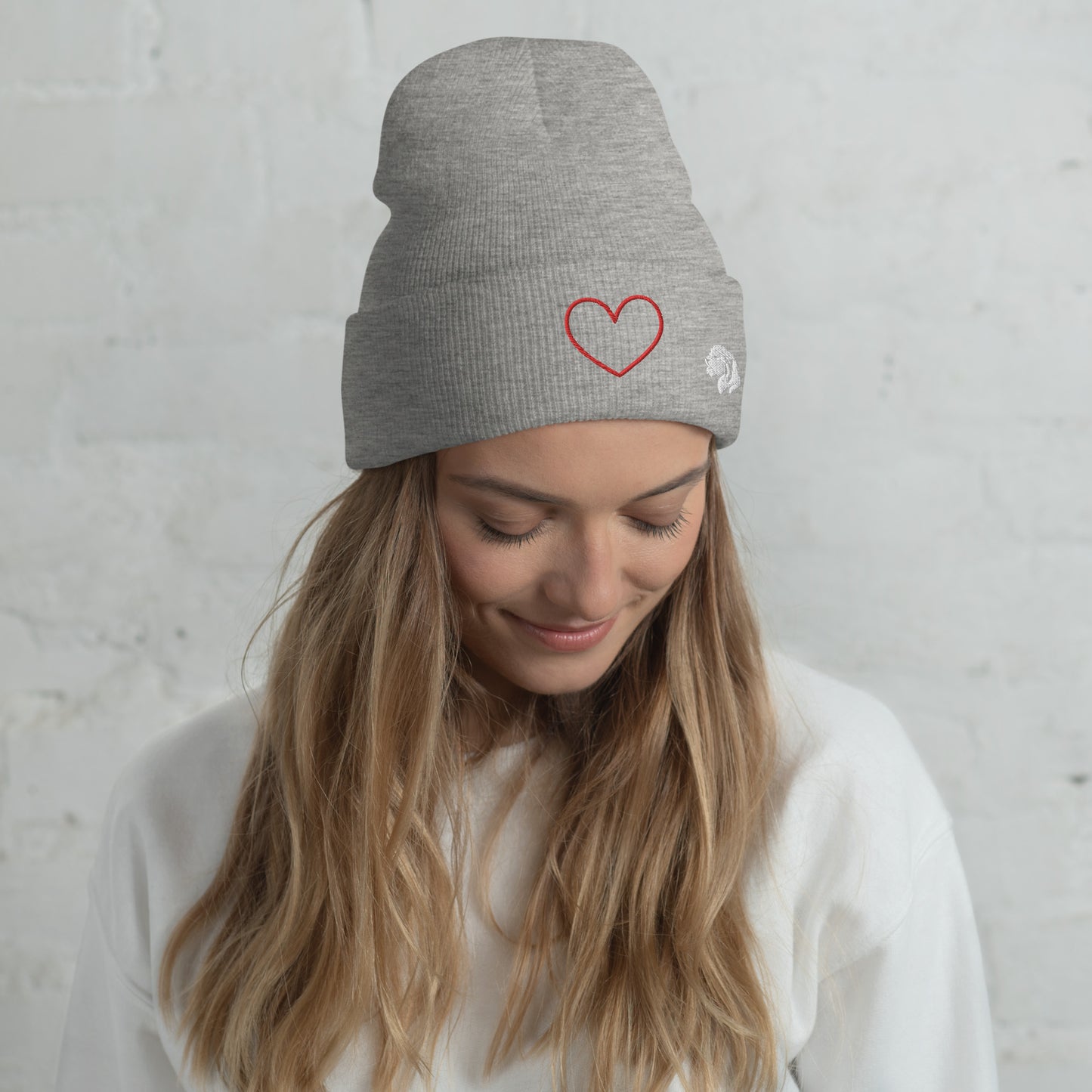 0801c Cuffed Beanie, Love - Heart