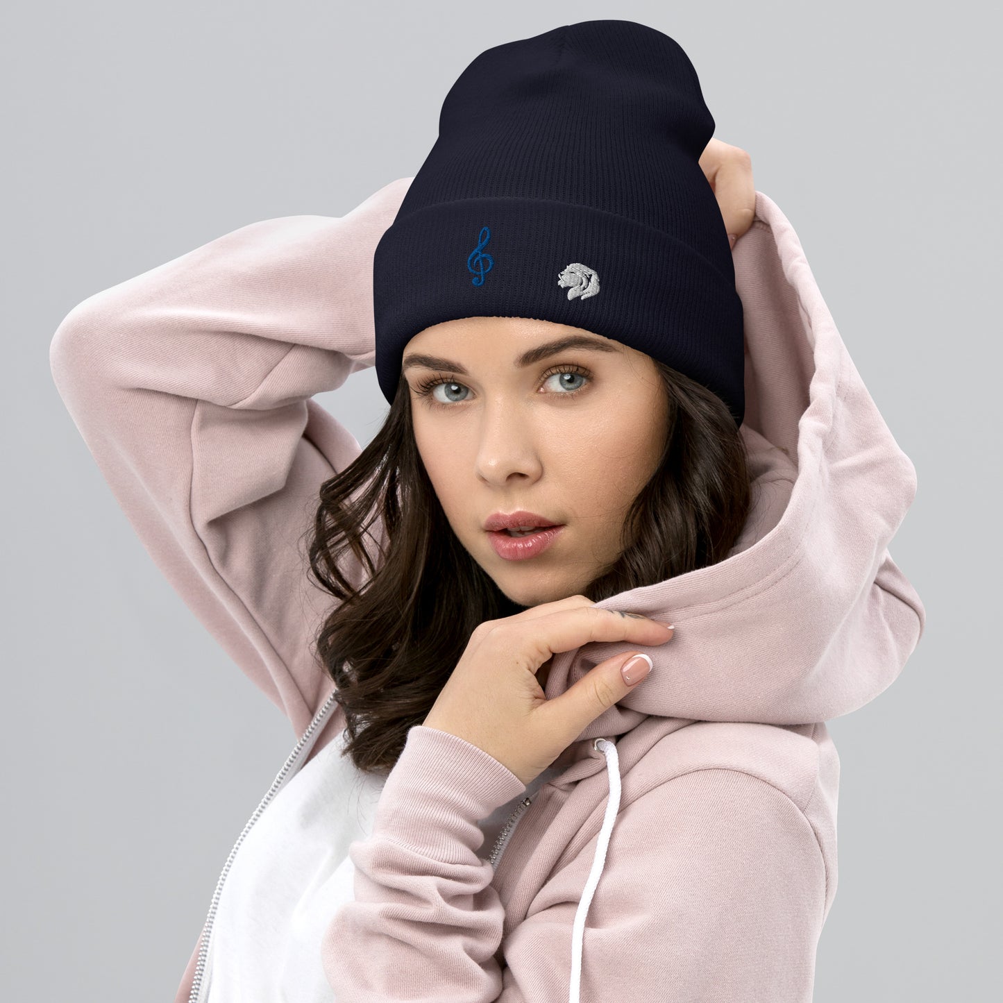 0801c Cuffed Beanie, Music - Clef