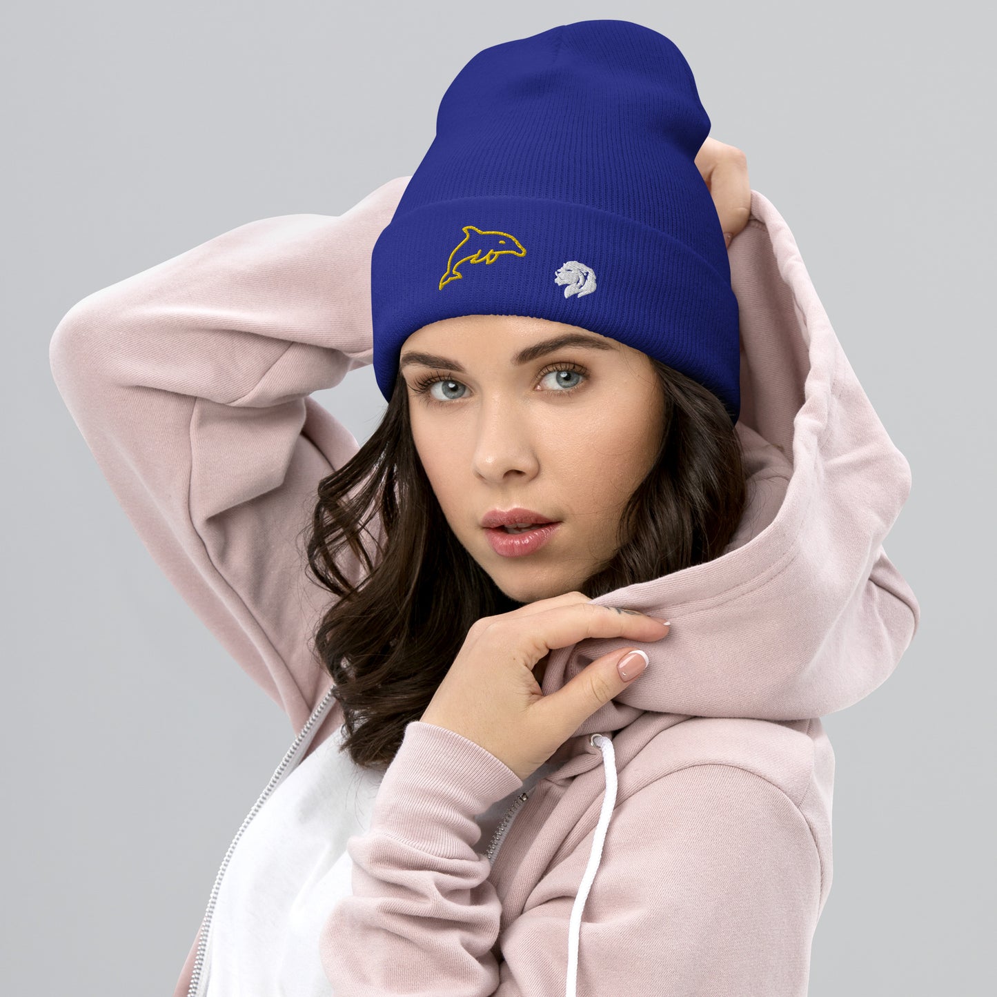 0801c Cuffed Beanie, Animal - Dolphin