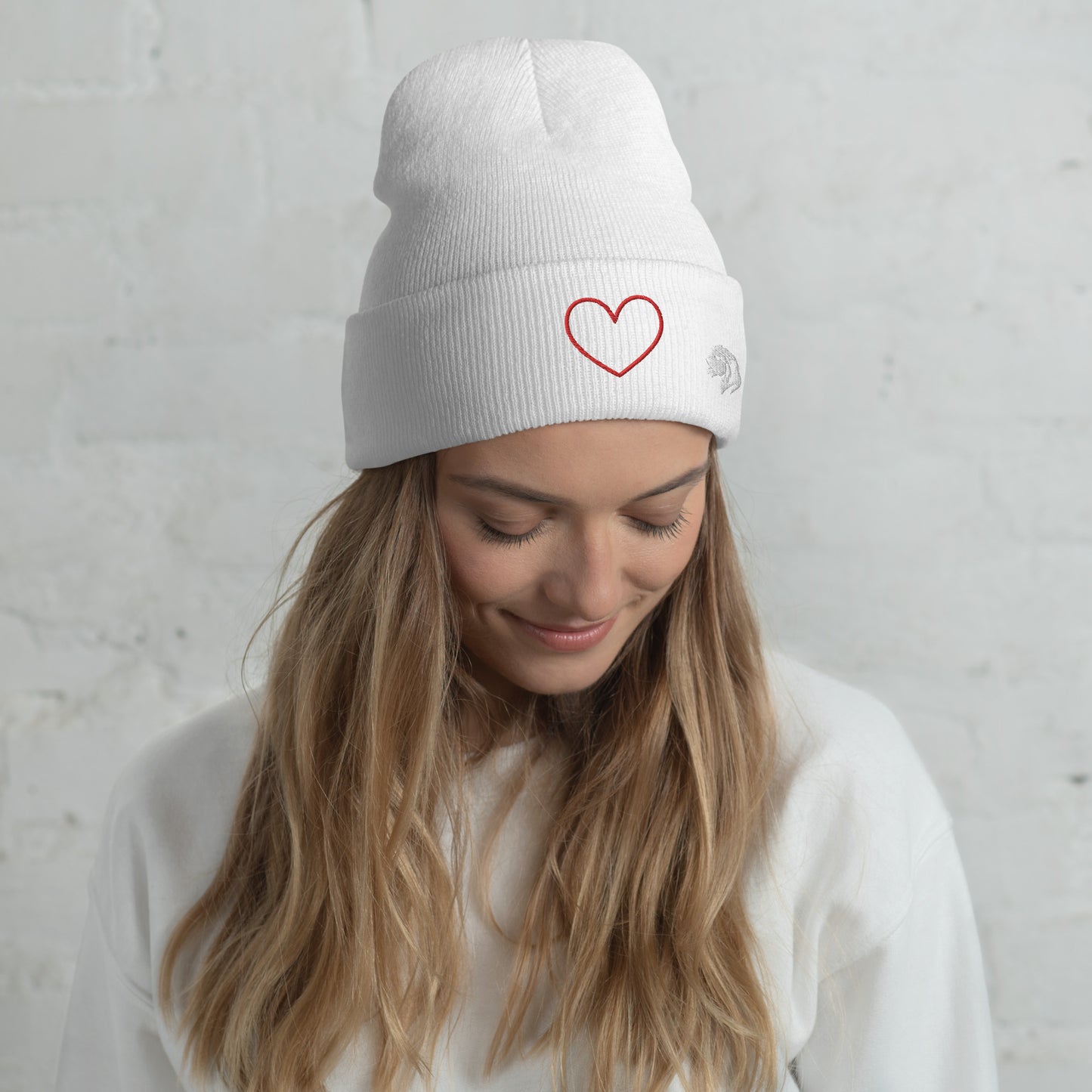 0801c Cuffed Beanie, Love - Heart