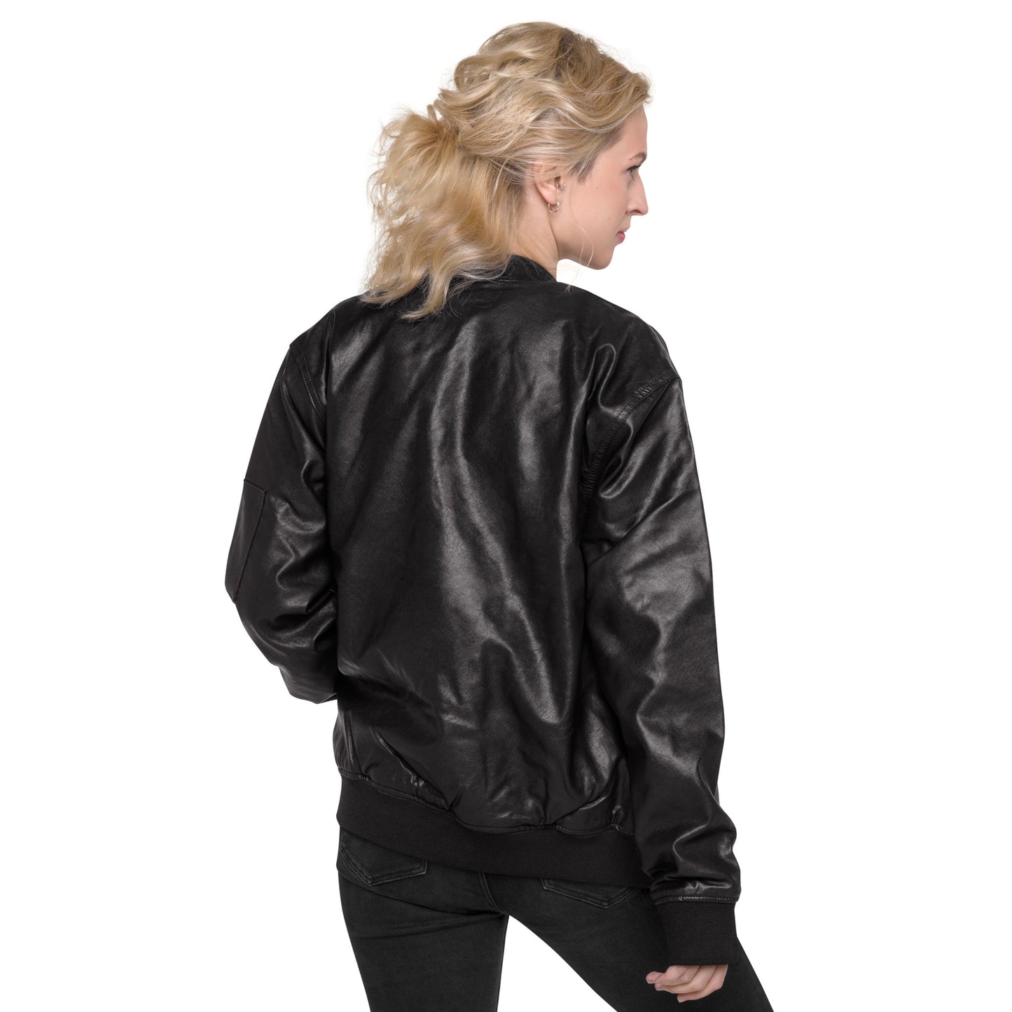 0601b Faux Leather Bomber Jacket, 03