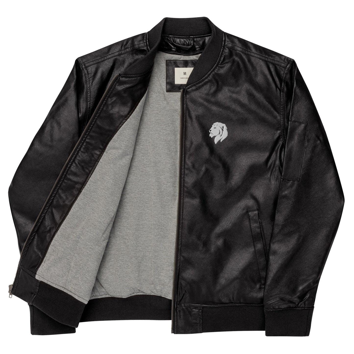 0601b Faux Leather Bomber Jacket, 03