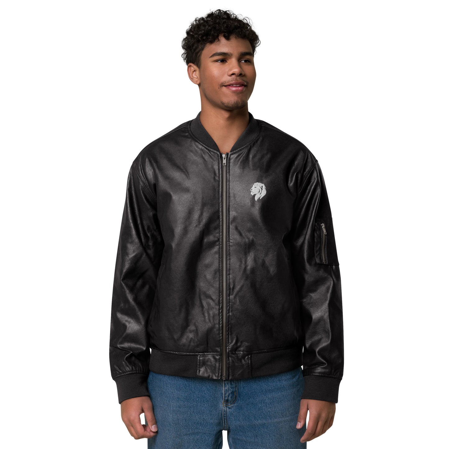 0601b Faux Leather Bomber Jacket, 03