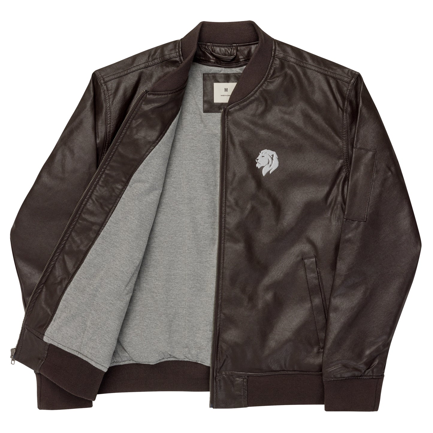 0601b Faux Leather Bomber Jacket, 03